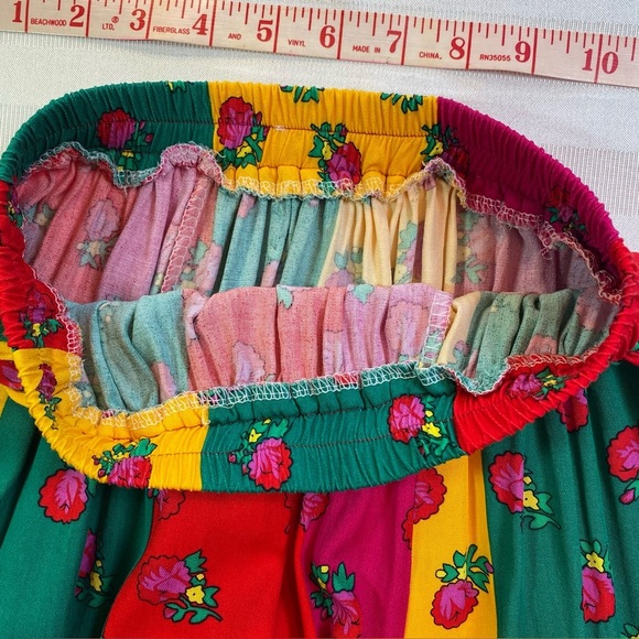 Colorful Floral Long Skirt Tassel Hem Trim Elastic Waist. Girls Sz 16/Women’s S - Picture 3 of 12